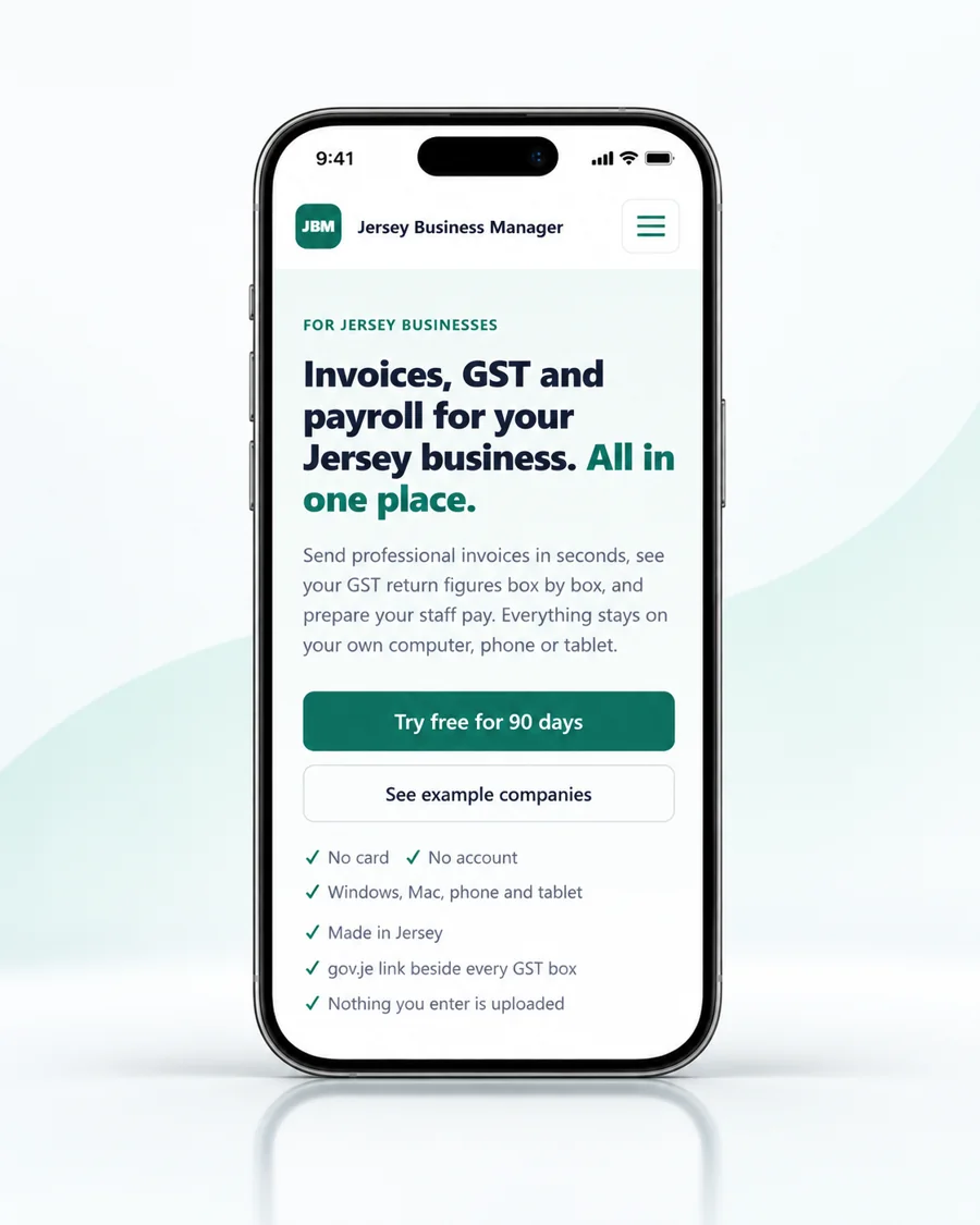 Jersey Business Manager mobile app preview